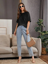 black  Oversized Waffle Knit t shirt